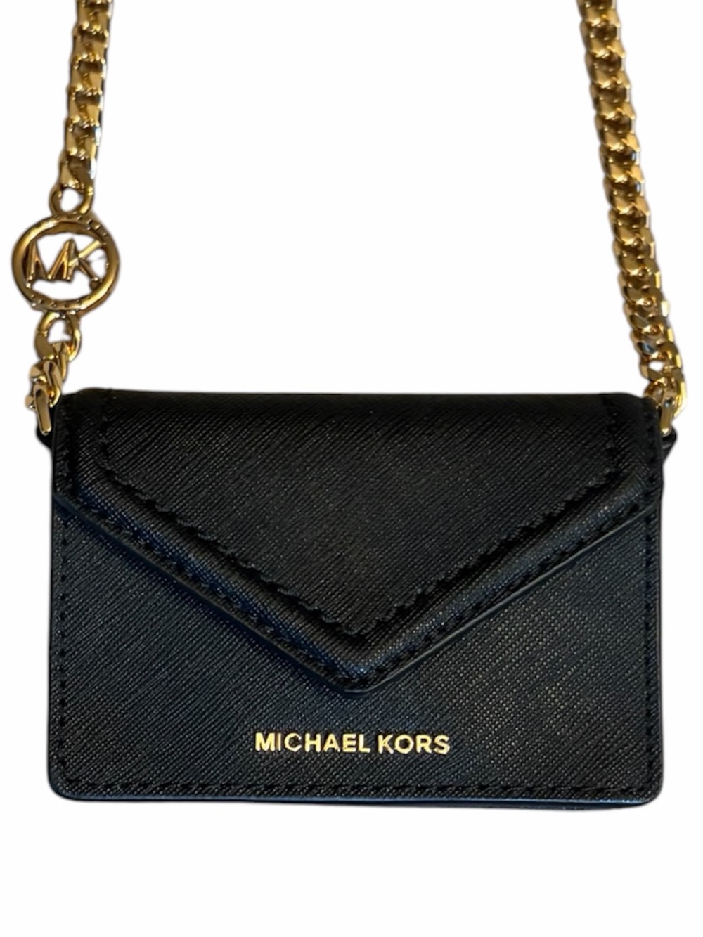 Michael Kors Black Crossbody Card Case with Gold Chain Strap Used Once!